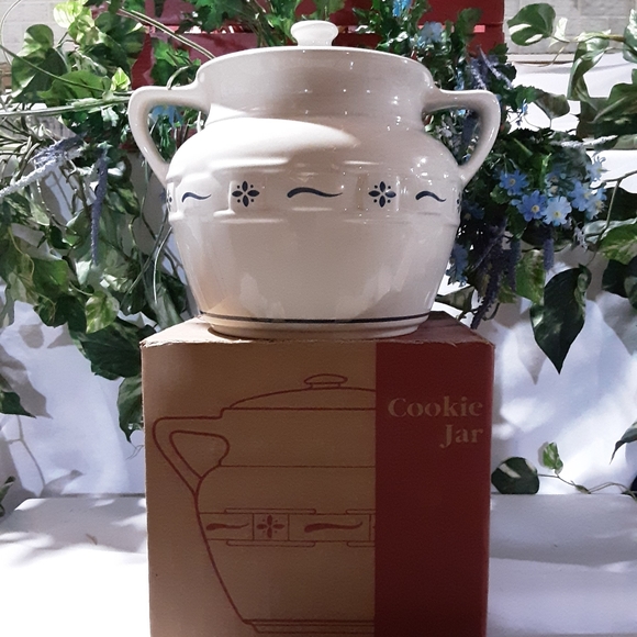 NIB LONGABERGER WT BLUE COOKIE JAR - Picture 1 of 4
